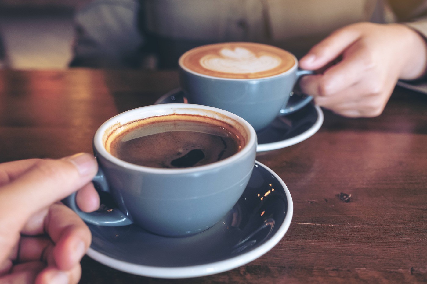 Coffee cup on a table.